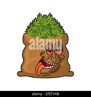 Beutel Marihuana-Cartoon isoliert. Cannabisblatt Stock Vektor
