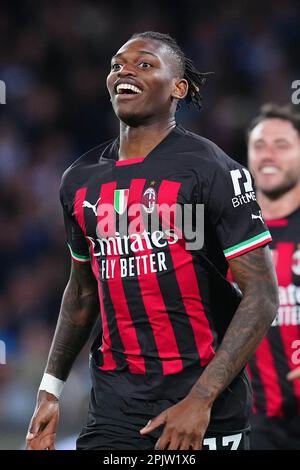 Neapel, Italien. 02. April 2023. Neapel, Italien, April 2. 2023: Rafael Leão (17 Mailand) feiert während des Spiels der Serie A zwischen SSC Napoli und AC Milan im Diego Armando Maradona Stadium in Neapel. (Foto Mosca/SPP) Kredit: SPP Sport Press Photo. Alamy Live News Stockfoto