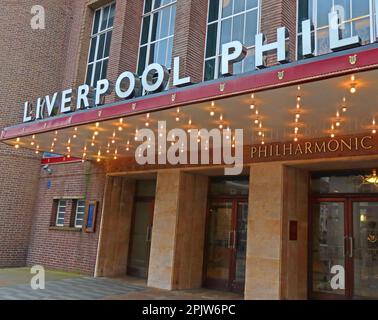 Außenansicht der Liverpool Philharmonic Hall, Hope St, Liverpool, Merseyside, England, UK, L1 9BP Stockfoto