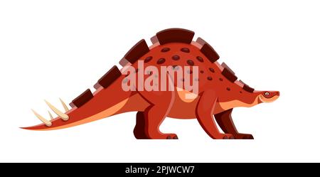 Cartoon Wuerhosaurus Dinosaurier-Figur. Prähistorische Kreatur oder roter Dinosaurier, ausgestorbene Eidechse oder Reptilien isolierte Vektorkomiker. Kreidezeit p Stock Vektor