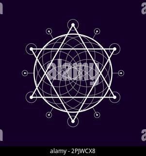 Geometrische Boho-Magie heilige Form esoterisches Symbol, Alchemie-Symbol. Vektorverbundene Geometrien von Dreieck und Kreis, Mauerwerk Stock Vektor