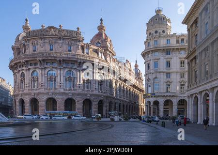Werfen Sie einen Blick auf die Altstadt von Genua, Piazza Raffaele de Ferrari, Ligury, Italien, Europa Stockfoto