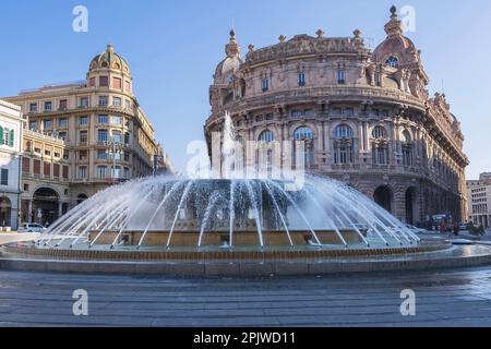 Werfen Sie einen Blick auf die Altstadt von Genua, Piazza Raffaele de Ferrari, Ligury, Italien, Europa Stockfoto