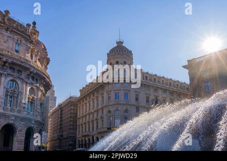 Werfen Sie einen Blick auf die Altstadt von Genua, Piazza Raffaele de Ferrari, Ligury, Italien, Europa Stockfoto