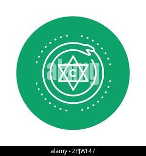 Mystische Ornament Farbe Linie Symbol. Isoliertes Vektorelement. Skizzieren Sie das Piktogramm für Webseite, mobile App, Promo Stock Vektor