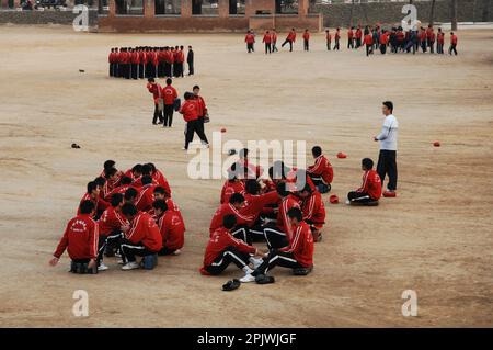 Der Shaolin-Tempel, Kampfsport-Trainingszentrum. Henan, Song-Shan-Berg, China Stockfoto