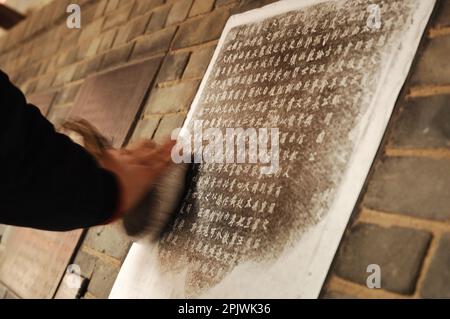 Stele Forest Museum, Stele-Reproduktionstechnik. Shaanxi, Xi'An, China Stockfoto