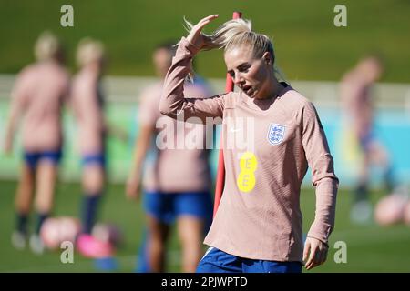 Alex Greenwood von England während eines Trainings in St. George's Park, Burton upon Trent. Foto: Dienstag, 4. April 2023. Stockfoto