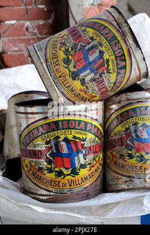 Die Tonnara auf der Insel Carloforte, alte Thunfischkisten, Sardinien, Italien, Europa Stockfoto