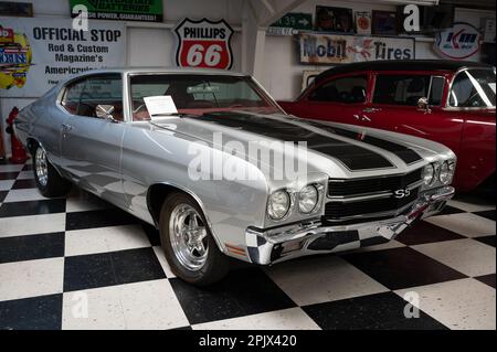 Detail eines klassischen amerikanischen Muskelwagens Chevrolet Chevelle SS Stockfoto