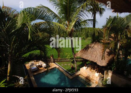 In Bali gibt es zahlreiche kleine und elegante charmante Hotels. Stockfoto