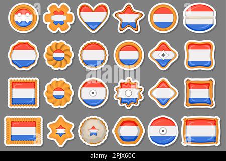 Cookie mit Flaggenland Niederlande in leckerem Keks, Cookie besteht aus dem Schild Flaggenland Niederlande auf natürlichem Keks, frischer Keks mit f Stock Vektor