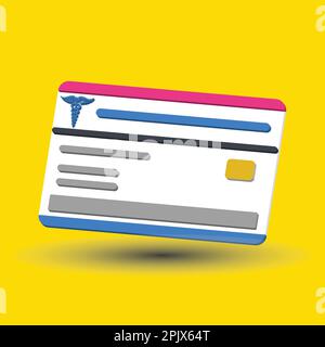 medicare Krankenversicherungskarte 3D isoliert auf weißem Vektor Stock Vektor