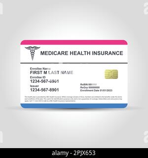 medicare Krankenversicherungskarte isoliert auf weißem Vektor Stock Vektor