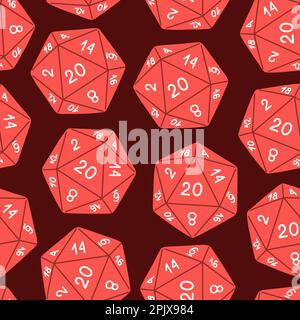 D8 D10 D12 D20 Würfel für Brettspiele Nahtloses Muster, RPG Würfel für Tischspielvektor Stock Vektor