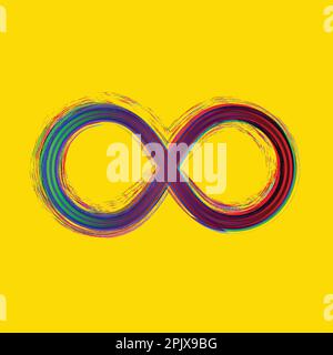 Bildpinsel Hand zeichnen farbenfrohes Unendlichkeitszeichen isoliert. Infinity-T-Shirt-Design Vektordarstellung Stock Vektor