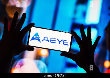 Brasilien. 03. April 2023. In dieser Abbildung wird das AEye-Logo auf einem Smartphone-Bildschirm angezeigt. Kredit: SOPA Images Limited/Alamy Live News Stockfoto