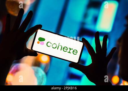 Brasilien. 03. April 2023. In dieser Abbildung wird das Cohere Logo auf einem Smartphone-Bildschirm angezeigt. Kredit: SOPA Images Limited/Alamy Live News Stockfoto