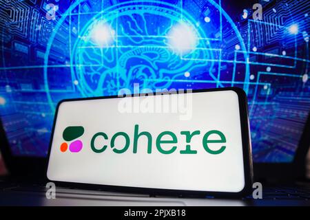 Brasilien. 03. April 2023. In dieser Abbildung wird das Cohere Logo auf einem Smartphone-Bildschirm angezeigt. Kredit: SOPA Images Limited/Alamy Live News Stockfoto