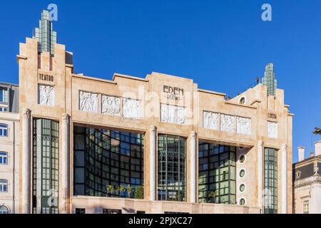 Eden Teatro in Lissabon, jetzt das Eden Hotel am Restauradores Platz. Ehemaliges Kino und Theater mit Art déco-Architektur von Cassiano Branco Stockfoto