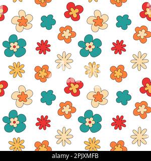Groovy florales nahtloses Vektormuster Stock Vektor