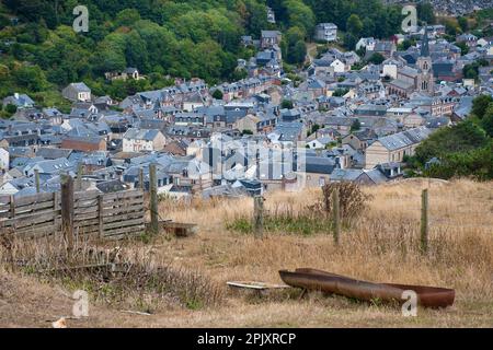 Yport, Blick auf das Dorf von der Falaise d'Aval im Sommer Stockfoto