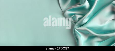 Glatte, elegante hellgrüne blaue Seide als Hintergrund Stockfoto