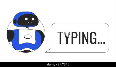 AI Chatbot Typing Duo Color Line Konzept Vector Spot Illustration Stock Vektor