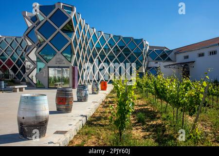 Centro del Vino Condado de Huelva Bollullos par del Condado, Provinz Huelva, Region Andalusien, Spanien. Befindet sich in einem der repräsentativsten Stockfoto