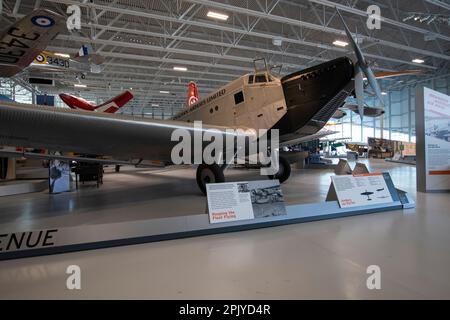 Junkers Ju-52/1m im Royal Aviation Museum of Western Canada in Winnipeg, Manitoba, Kanada Stockfoto