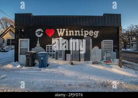 I Love Winnipeg Wandgemälde in Winnipeg, Manitoba, Kanada Stockfoto