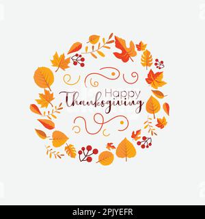 Happy Thanksgiving Creative Vector Poster mit Herbstblättern und Thema Stock Vektor