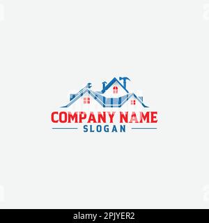 Kreatives Handyman House Logo mit Dach und Werkzeugen Stock Vektor