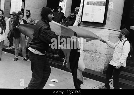 Archive 90ies: Anarchisten protestieren gegen G7-Gipfel, Lyon, Frankreich, 1996 Stockfoto