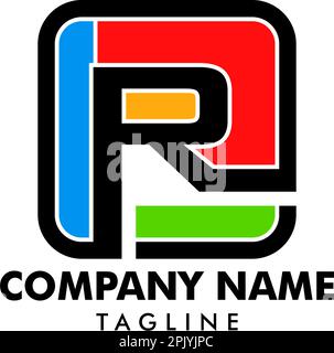 Design mit abgerundetem quadratischem R-Logo Stock Vektor