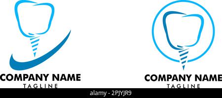 Satz von Dental-Implantat-Logo-Vektordesign-Element für die Zahnklinik Stock Vektor