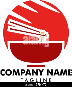 Ramen-Vektor-Logo-Vorlage, japanisches Restaurant, Ramen-Restaurant, Essenssymbol, flache Illustration Stock Vektor