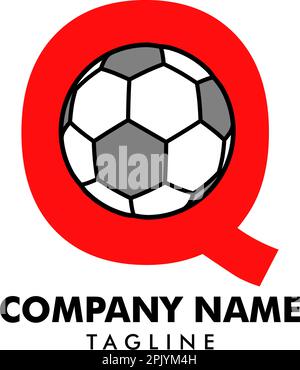 Logo mit Buchstabe Q, Logo für Fußballball Stock Vektor