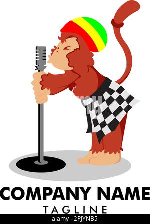 „Monkey Chimpanzee“ Singende Logo-Design-Vektorvorlage Stock Vektor