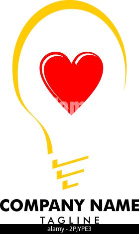 Love Bulb Lamp Creative Idea Logo-Vorlage Stock Vektor