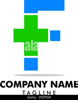 Buchstabe F Kreuz plus Logo, Medical Healthcare Hospital Logo Stock Vektor