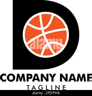 Buchstabe D für die Logovorlage für Basketball Stock Vektor