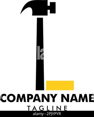 Hammer-Logo mit Buchstabe L, Handyman Services Logo-Vektordesign Stock Vektor