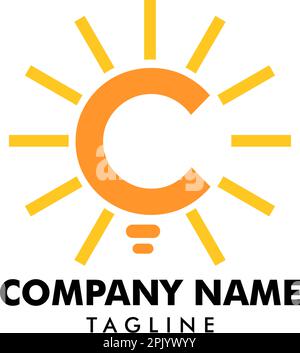 Idea-Glühlampe mit dem Buchstaben C Logo Stock Vektor