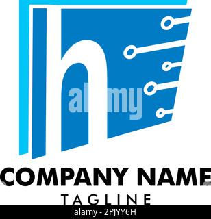 Design des Symbols „H Circuit Letter“ Stock Vektor