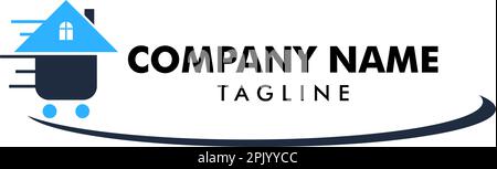 Moving-Logo-Designvorlage Für Haus Stock Vektor