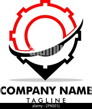Logo-Vorlage für Position des Zahnradbolzens Stock Vektor