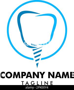 Dental-Implantat-Logo-Vektordesign-Element für die Zahnklinik Stock Vektor