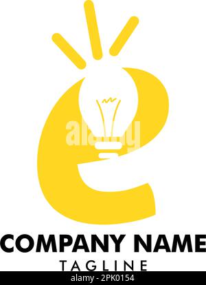 E Anfangsbuchstabe mit Creative-Lampe Logo-Vektorelement, Anfangsbuchstabe Logo-Vorlage Stock Vektor