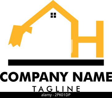 Vorlage für das Baulogo, Symbol für Wohnungen und Immobilien, Vorlage für das Buchstabe H-Logo mit dem Hausgebäude, Vektor für das Logo des ersten H-Baggers Stock Vektor